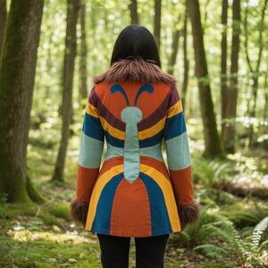 Dolls Kill Multicolor butterfly corduroy Fur Trim Jacket sold out!